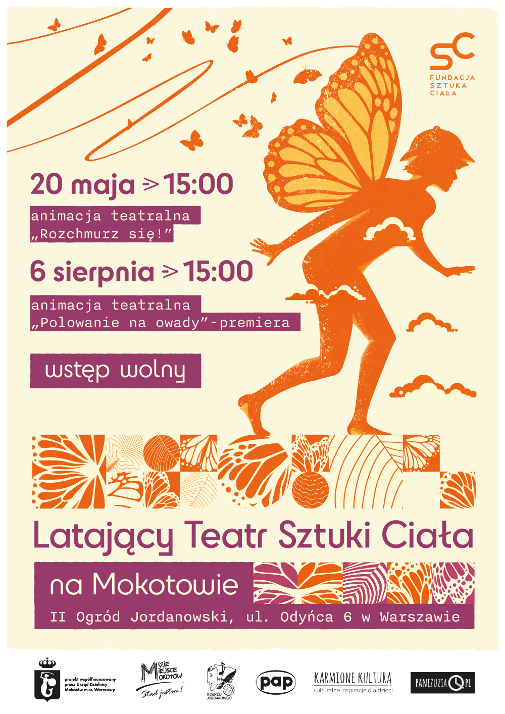 Plakat informujący o animacjach w II Ogrodzie Jordanowskim