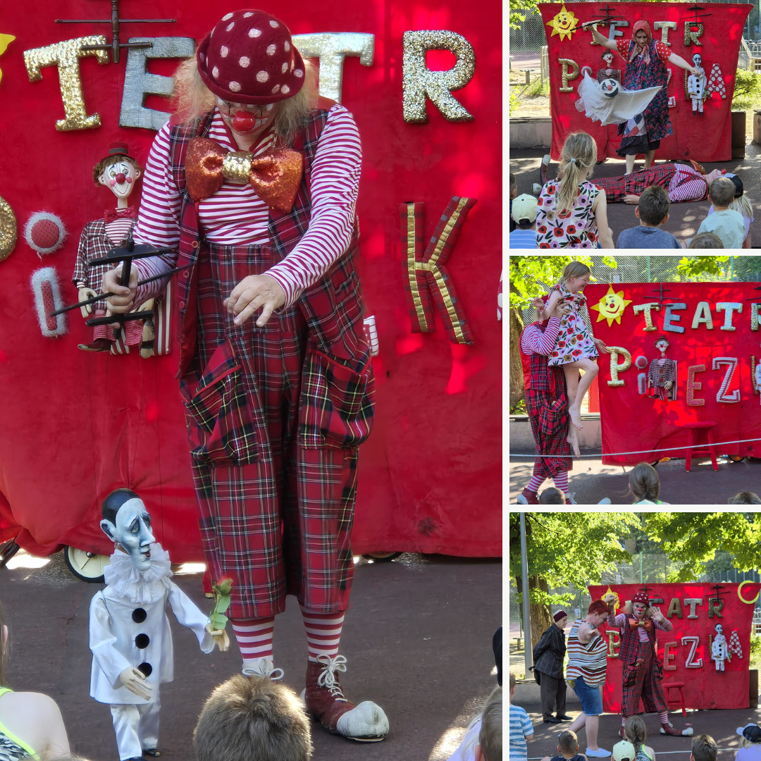 Marionetarium Clowna Pinezki - kolaż ze zdjęć z wydarzenia