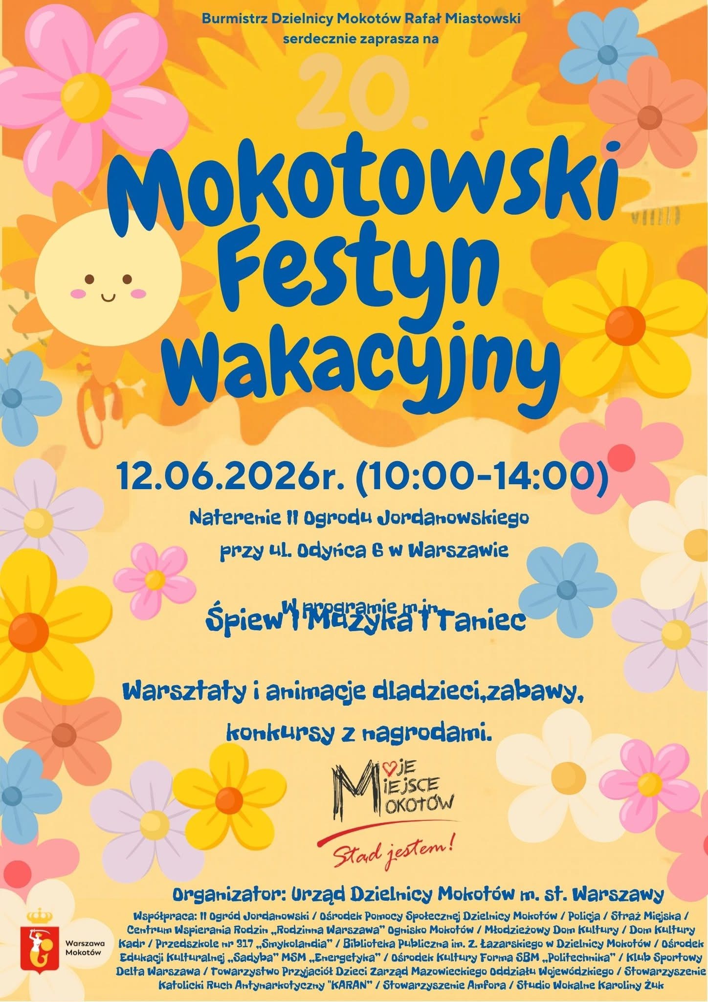 Plakat wydarzenia "Mokotowski Festyn Wakacyjny"