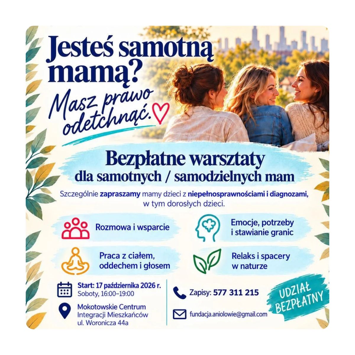 Bezpłatne spotkania dla mam na Mokotowie